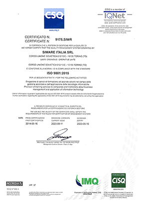 Certificazione IQ Net Siware Italia