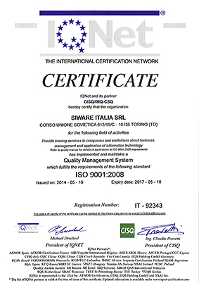 Certificazione IQ Net Siware Italia