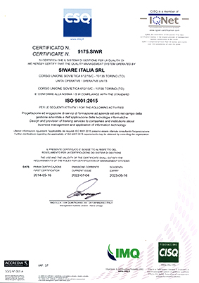Certificazione IQ Net Siware Italia